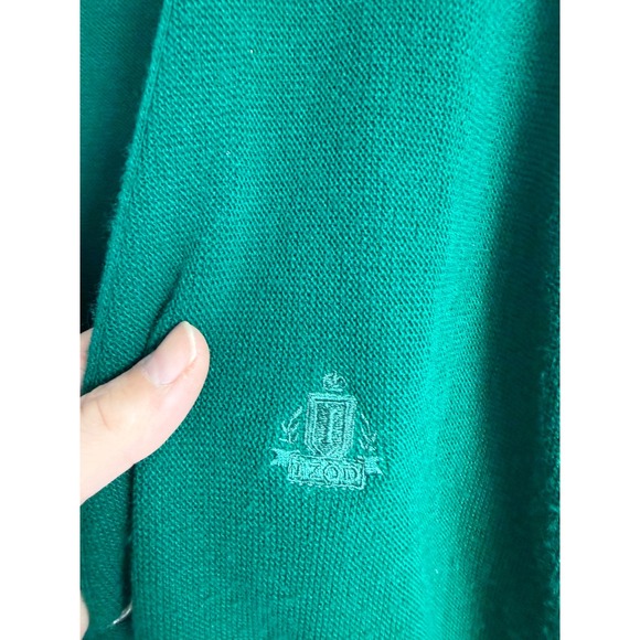 Vtg Izod Green Cardigan Sweater Mens Size Large Button Up V Neck Distressed - Picture 2 of 7